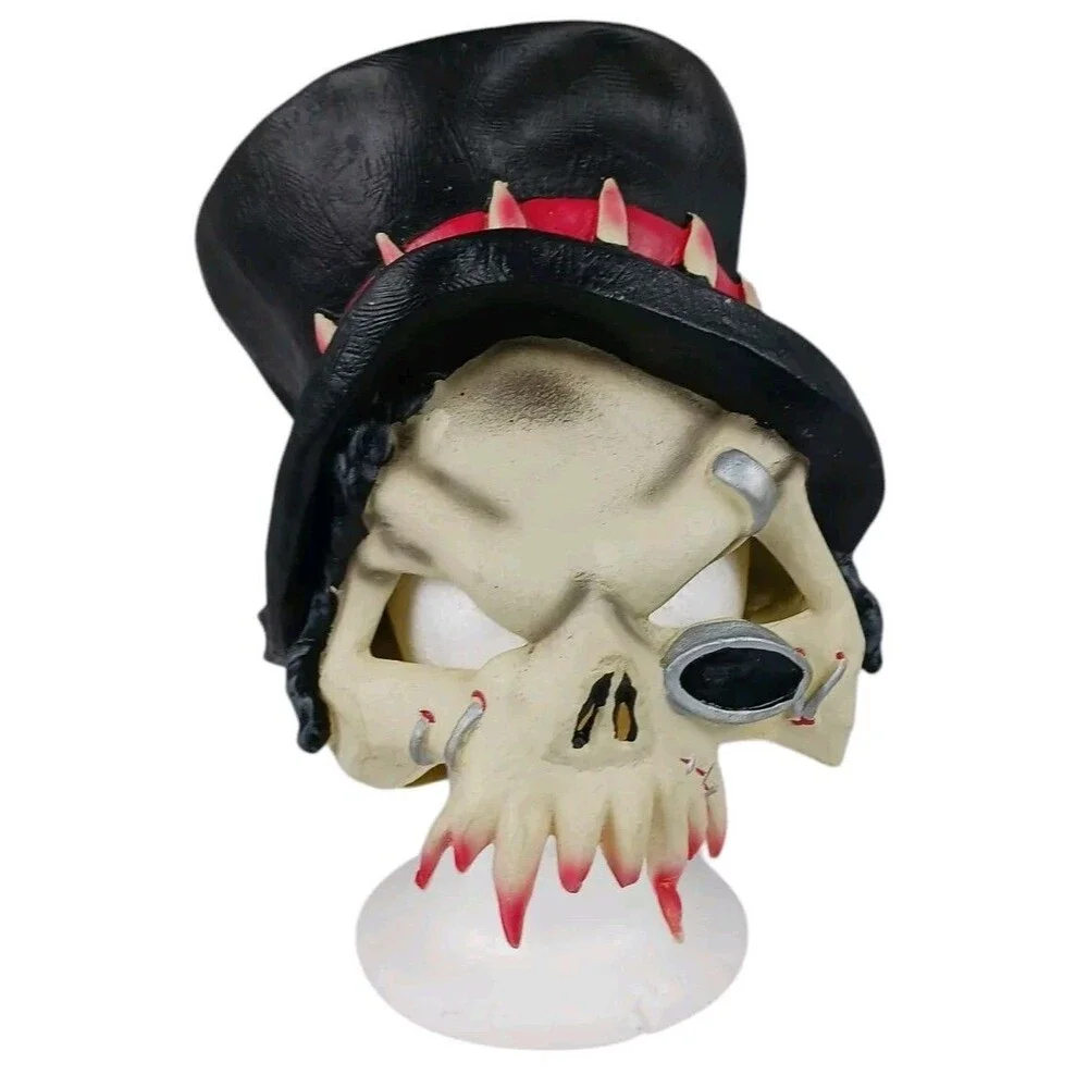 Vintage Deluxe 2005 Group Halloween Latex Top Hat Voodoo Skull Costume Mask